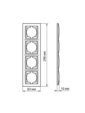 Рамка 4-х постовая вертикальная старинная бронза "Лама" TDM