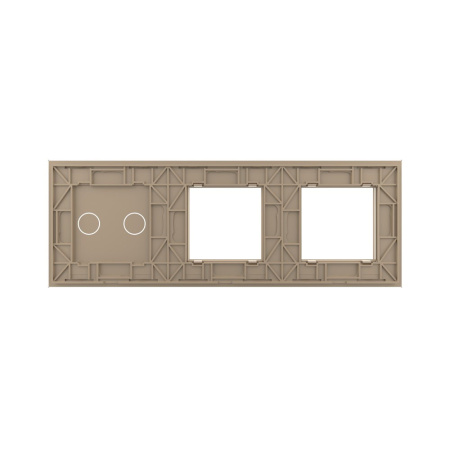 Панель для двух розеток и сенсорного выключателя, 2 клавиши, цвет золотой, стекло Livolo
