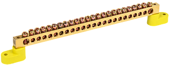 Шина PE "земля" на двух угловых изоляторах ШНИ-8х12-24-У2-Ж IEK