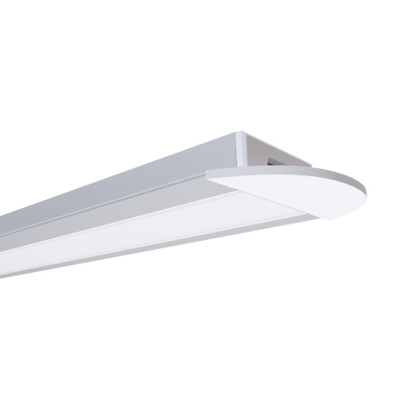 GM-08-02 Профиль алюминиевый для светодиодной ленты, анод., встраиваемый, серебро, 22х6мм, 2м, шир. ленты до 12мм, индивидуальная упаковка (рассеивате