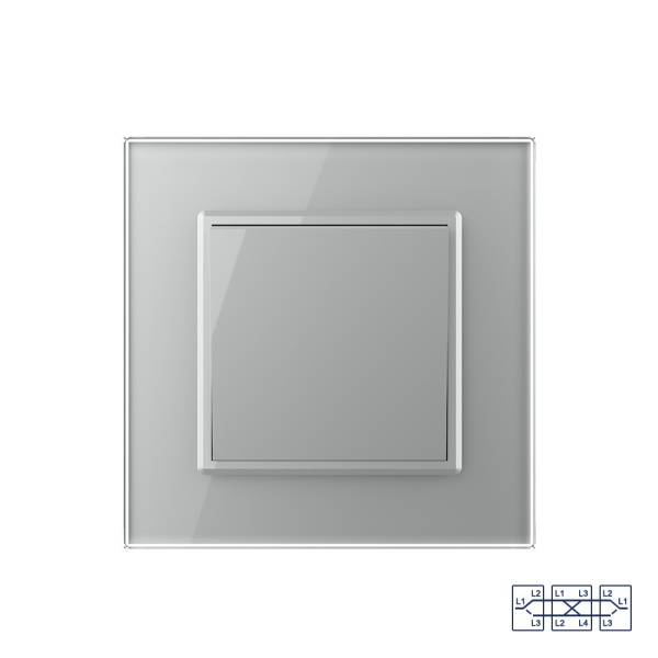 Одноклавишный перекрестный механический выключатель 1 пост, цвет серый Livolo