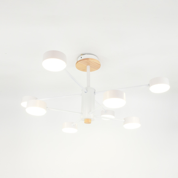 Люстра под лампу GCHL-8GX53-M Белая+Дерево Элизиум General