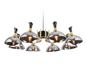 Подвесная люстра TR9084/8 BK/GD/SM черный/золото/дымчатый E27/8 max 40W D920*750 Ambrella Light