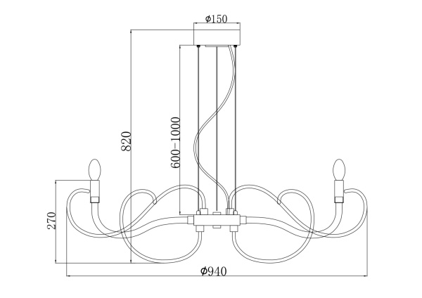 Люстра 7*E14 40Вт Прозрачный IP20 Atlanta MOD051PL-07TR Maytoni