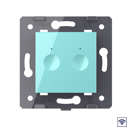 Двухклавишный сенсорный выключатель Module с радиоупр., цвет зеленый (механизм) Livolo