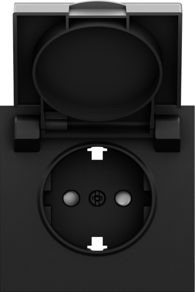 Donel S08 черный графит накладка для розетки Schuko с заземлением, с крышкой, 16A 250 В~, серия DB