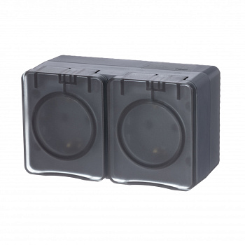 AtlasDesign Profi54 Розетка ОУ 2-ая с з/к со шторками 16А антрацит IP54 (уп.6шт) Schneider Electric