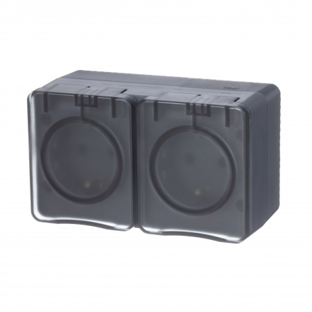 AtlasDesign Profi54 Розетка ОУ 2-ая с з/к со шторками 16А антрацит IP54 (уп.6шт) Schneider Electric