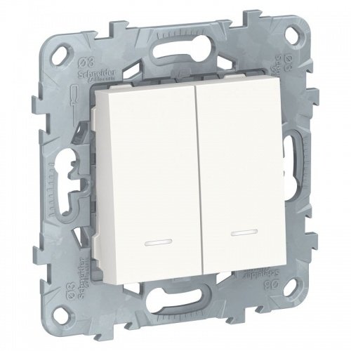 Unica NEW Механизм выключателя СУ 2-кл. 2 модуля с подсветкой (2 х сх. 1а) 10А белый IP21 Schneider 