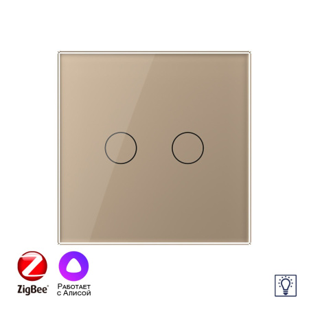 Двухклавишный умный сенсорный диммер Livolo ZigBee, 1 пост, Золотой VL-C702D2Z-2AG