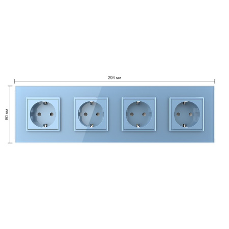 Розетка 4 модуля Синяя Livolo