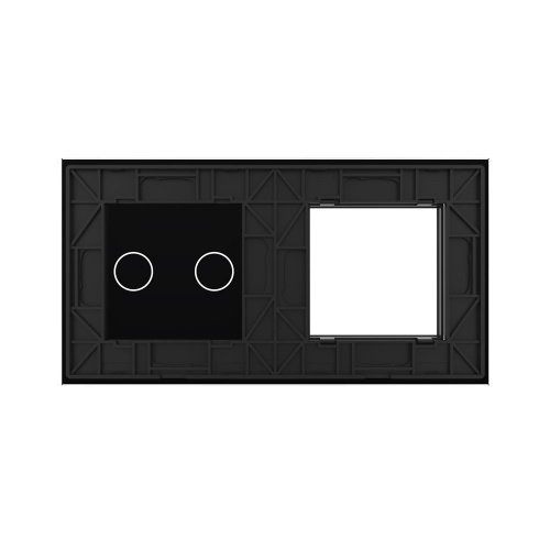 Панель для розетки и сенсорного выключателя, 2 клавиши, цвет черный, стекло Livolo фото 4