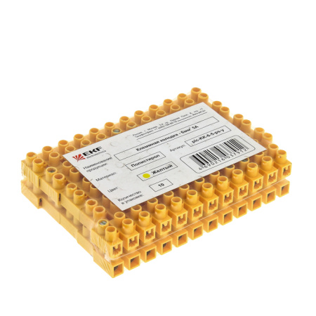 Колодка клеммная (4мм) 3А полистирол желтая (10шт) PROxima EKF