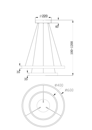 Подвесной светильник 61Вт 4000K Белый IP20 Rim MOD058PL-L55W4K Technical