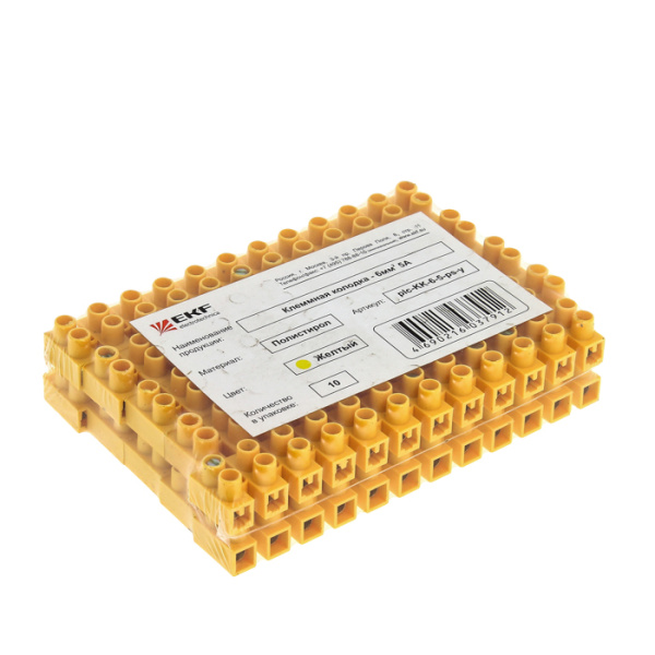 Колодка клеммная (4мм) 3А полистирол желтая (10шт) PROxima EKF