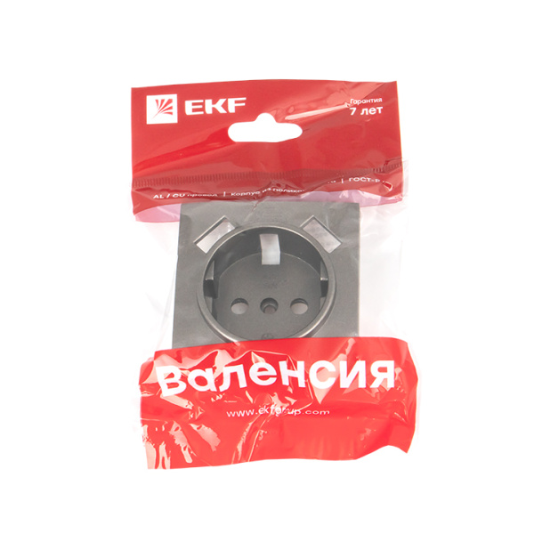 Валенсия Лицевая панель розетки 1-местной с/з 16А графит с защ, штор, с 2 USB 2,1А EKF