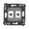 Компьютерная розетка RJ-45 без шторки в стену, кат.6А двойная, "Avanti", "Закаленная сталь" DKC