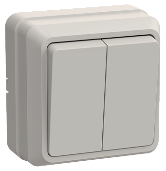 Выключатель 2-клавишный ОУ ВС20-2-0-ОКм 10А ОКТАВА кремовый IEK
