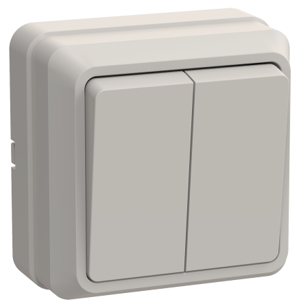 Выключатель 2-клавишный ОУ ВС20-2-0-ОКм 10А ОКТАВА кремовый IEK