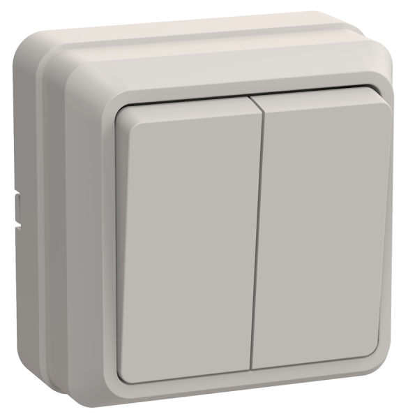 Выключатель 2-клавишный ОУ ВС20-2-0-ОКм 10А ОКТАВА кремовый IEK