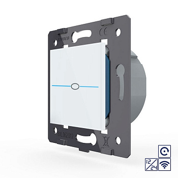 Одноклавишная сенсорная кнопка Quadro 12/24В с радиоупр., цвет белый (механизм) Livolo