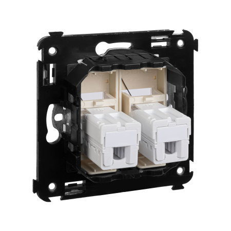 Телефонная розетка RJ-12 в стену двойная, "Avanti", "Ванильная дымка" DKC