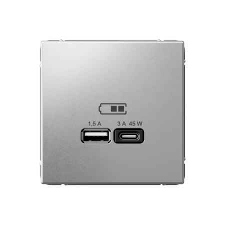 ARTGALLERY USB РОЗЕТКА A + тип-C 45Вт высокоскор.заряд. QC, PD, механизм, АЛЮМИНИЙ Systeme Electric