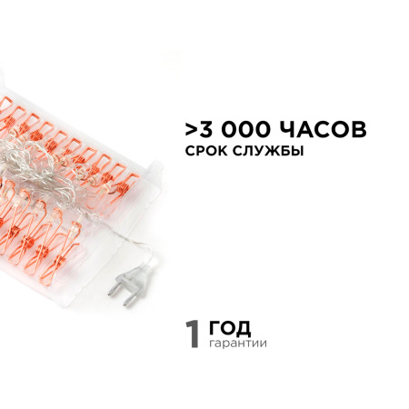 15-60 Гирлянда светодиодная "Прищепка", 220V, 4 м, 20 ламп, золото/медь, IP20, провод в прозрачной изоляции Apeyron