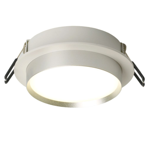 Светильник потолочный встраиваемый, 15W 230V GX53, белый + серебро, круг, без лампы, DL507 Feron