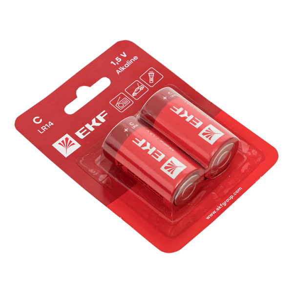 Алкалиновая батарейка типа C(LR14) блистер 2шт, EKF