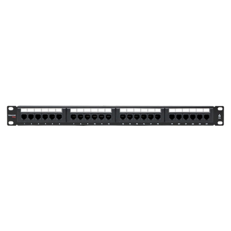 Патч-панель TERACOM PRO 19'' Cat,6 1U неэкранированная UTP 24 порта RJ-45 Dual IDC EKF