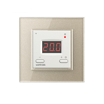 Терморегулятор Welrok AZ Wi-Fi для рамки LIVOLO с электронным управлением, датчик пола 3 м, цвет белый с рамкой шампань