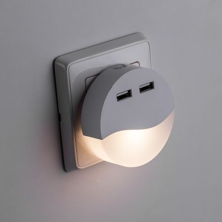 Светильник ночник Feron c 2мя USB выходами, FN1122 0,45W 230V, белый