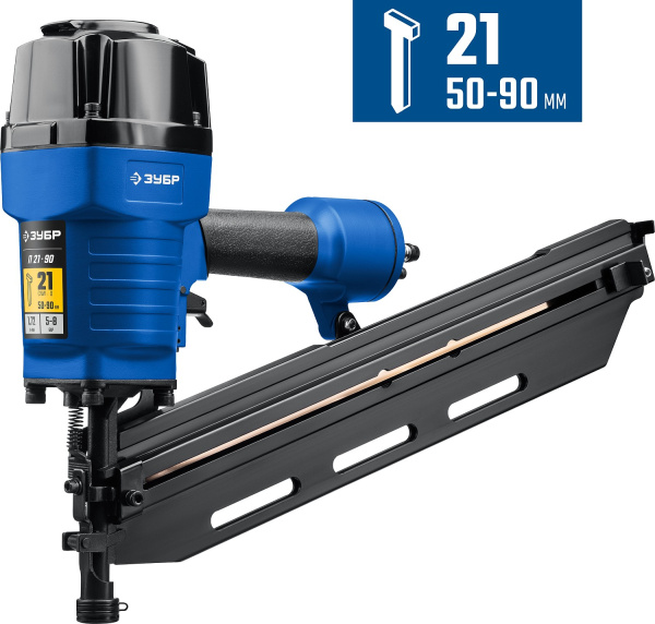 Пневматический нейлер (гвоздезабиватель) П21-90, гвозди тип 21 (50-90мм), Профессионал ЗУБР