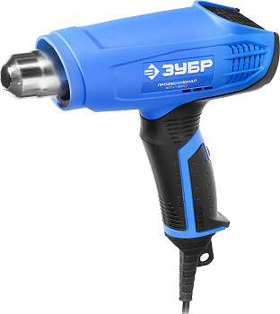 Фен технический (строительный), Профессионал ФТ-П1600, керамический изолятор, 2 режима: 350град/ 350л/мин, 550град/ 550л/мин, насадки, 1600Вт ЗУБР