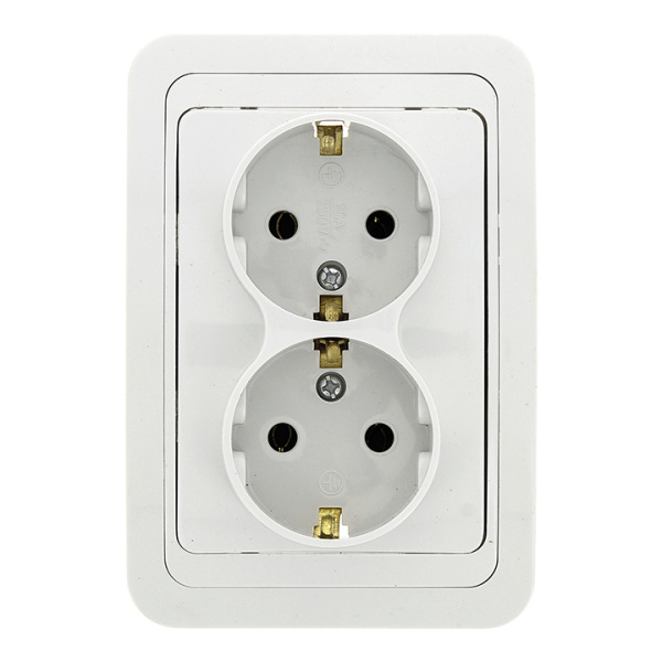 Лондон Розетка СУ 2-м с заземл. 16А белая IP20 EKF