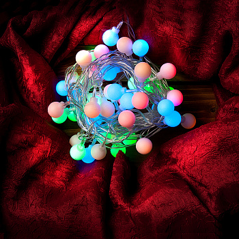 Гирлянда-нить новогодняя "ШАРЫ" GLFG-50-500-IP20-XB-RGB 50 диодов 5м с контроллером 8 режимов General