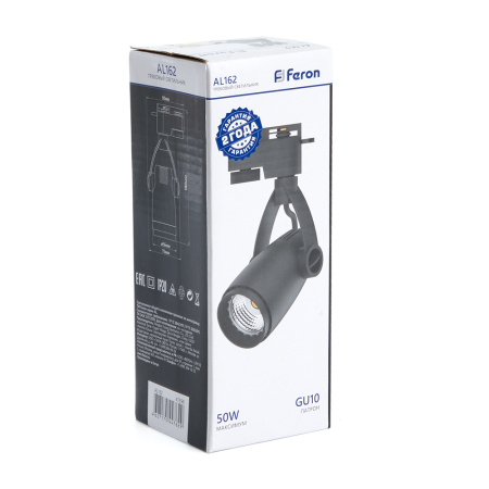 Светильник Feron AL162 трековый однофазный на шинопровод под лампу GU10, черный