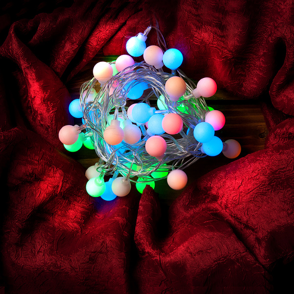 Гирлянда-нить новогодняя "ШАРЫ" GLFG-50-500-IP20-XB-RGB 50 диодов 5м с контроллером 8 режимов General