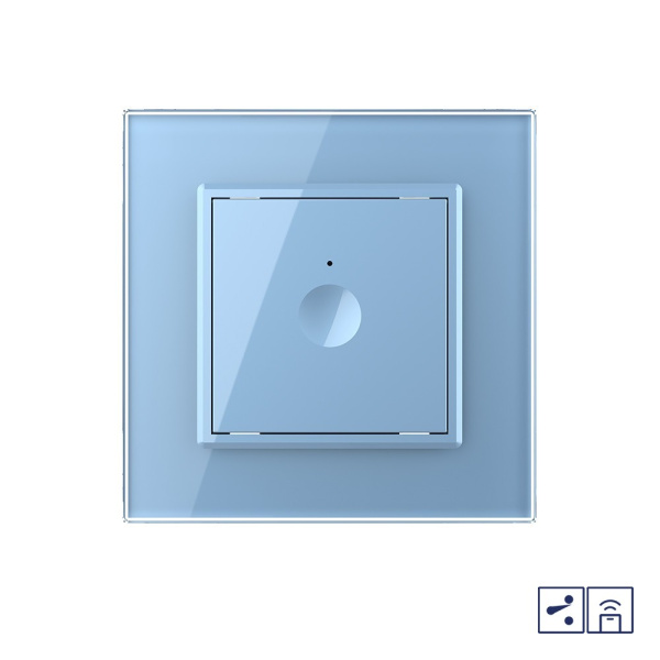Одноклавишный проходной сенсорный выключатель Module с функцией радиоуправления, цвет синий Livolo