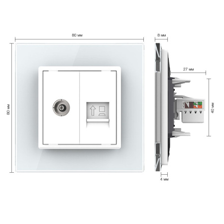 Розетка ТВ/КОМП RJ-45 Белая Livolo