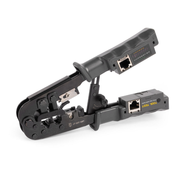 Пресс-клещи для RJ разъемов JT-02T (кримпер) для разъемов RJ-45, RJ-12, RJ-11 c тестером витой пары КВТ 