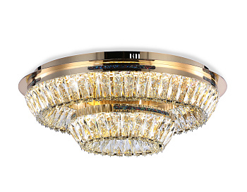 Потолочная светодиодная люстра с хрусталем TR5031 FGD/CL золото/прозрачный 3000K/4200K/6400K 81W D600*207 (Без ПДУ) Ambrella Light