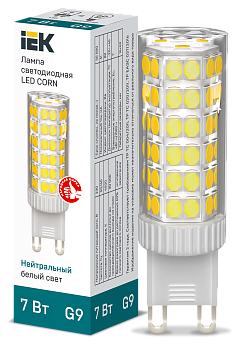 Лампа светодиодная CORN капсула 7Вт 230В 4000К керамика G9 IEK