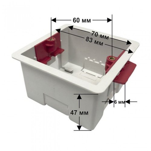 Квадратная монтажная коробка для гипсокартона размер 81х81 наружные габариты Livolo фото 2