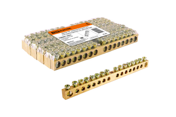 Шина "N" нулевая 8х12мм 16/1 (16 групп/крепеж по центру) TDM Шина "N" нулевая 8х12мм 16/1 (16 групп/крепеж по центру) TDM