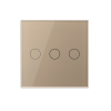 Сенсорный выключатель Livolo 3 клавиши 1 пост Золотой UK стандарт VL-B603-3AG