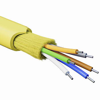 Кабель волоконно-оптический, распределительный, арамидные упрочняющие нити, для внутренней прокладки, нг(A)-HFLTx, 6 ОВ, категорияOS2 (G.652.D) плотны