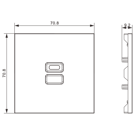 Donel S08 сталь накладка для розеток USB, серия DB