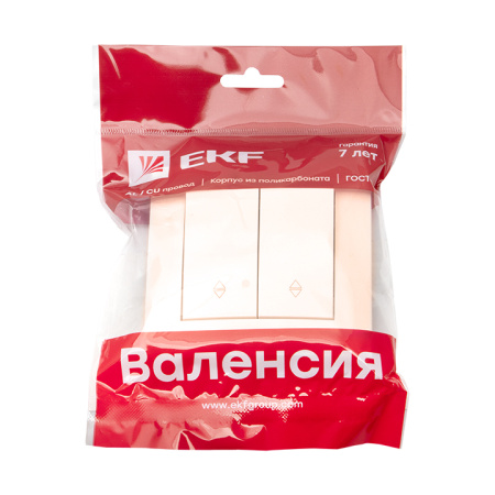 Валенсия Выключатель 2-кл, 10А кремовый проходной EKF